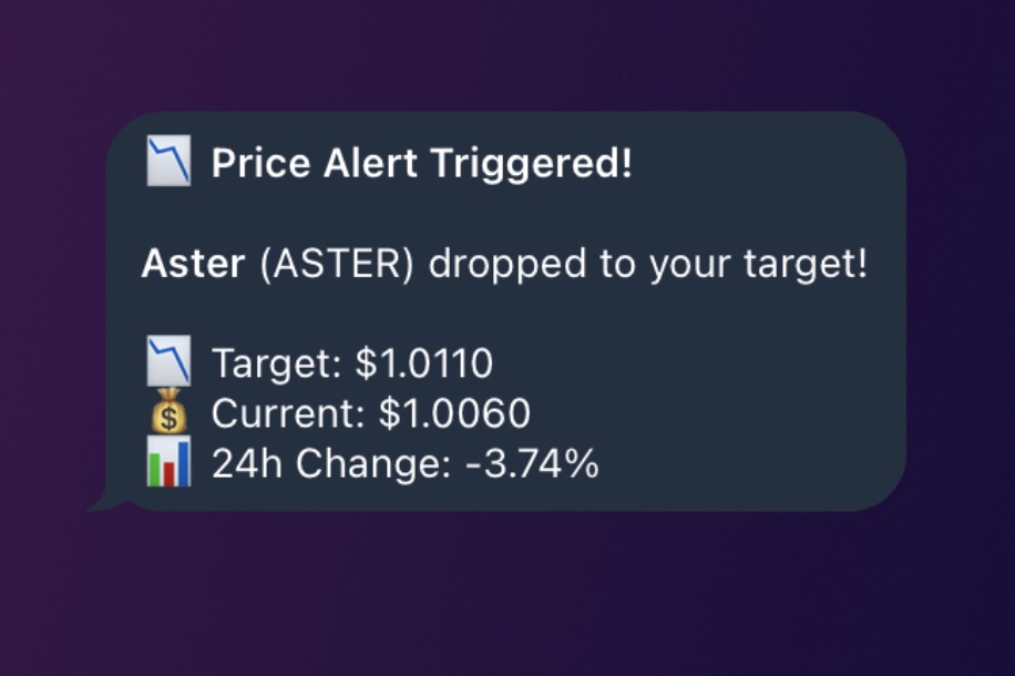 CryptRadar price alert preview